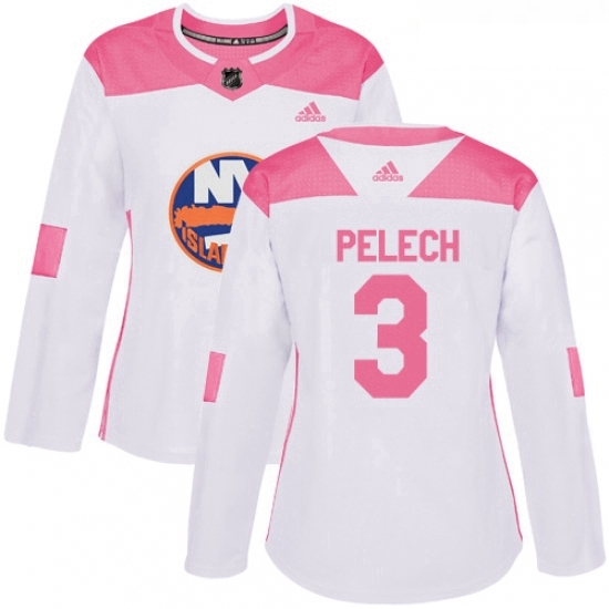 Womens Adidas New York Islanders 3 Adam Pelech Authentic White Pink Fashion NHL Jersey Womens Adidas New York Islanders 3 Adam Pelech Authentic White Pink Fashion NHL Jersey