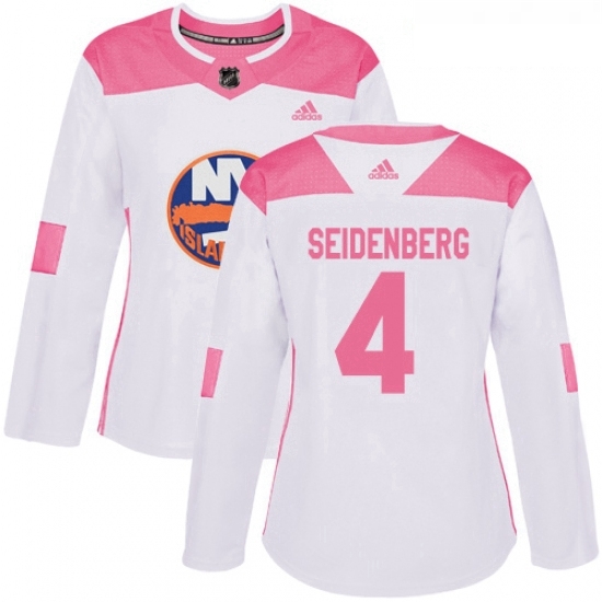 Womens Adidas New York Islanders 4 Dennis Seidenberg Authentic WhitePink Fashion NHL Jersey Womens Adidas New York Islanders 4 Dennis Seidenberg Authentic WhitePink Fashion NHL Jersey