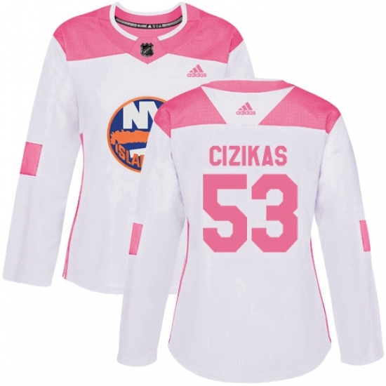 Womens Adidas New York Islanders 53 Casey Cizikas Authentic WhitePink Fashion NHL Jersey Womens Adidas New York Islanders 53 Casey Cizikas Authentic WhitePink Fashion NHL Jersey