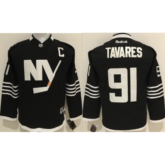 Islanders #91 John Tavares Black Alternate Stitched Youth NHL Jersey II Islanders #91 John Tavares Black Alternate Stitched Youth NHL Jersey II