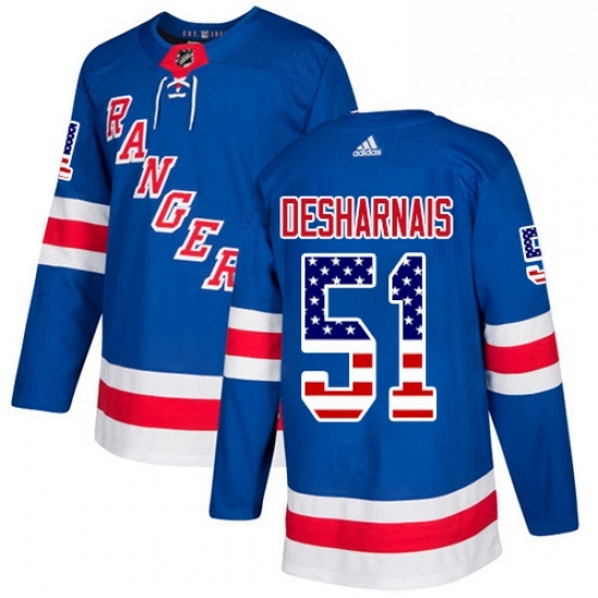 Mens Adidas New York Rangers 51 David Desharnais Authentic Royal Blue USA Flag Fashion NHL Jersey Mens Adidas New York Rangers 51 David Desharnais Authentic Royal Blue USA Flag Fashion NHL Jersey