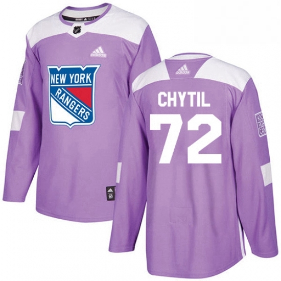 Mens Adidas New York Rangers 72 Filip Chytil Authentic Purple Fights Cancer Practice NHL Jersey Mens Adidas New York Rangers 72 Filip Chytil Authentic Purple Fights Cancer Practice NHL Jersey