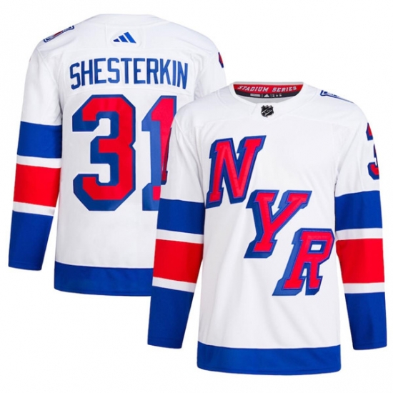 Men's New York Rangers #31 Igor Shesterkin White 2024 Stadium Series Stitched Jersey Men's New York Rangers #31 Igor Shesterkin White 2024 Stadium Series Stitched Jersey