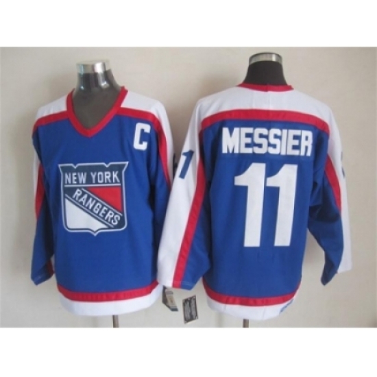 NHL New York Rangers #11 Mark Messier Blue CCM Throwback Jerseys NHL New York Rangers #11 Mark Messier Blue CCM Throwback Jerseys