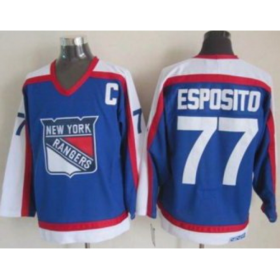 New York Rangers #77 Phil Esposito Blue&White CCM Throwback Stitched NHL Jersey New York Rangers #77 Phil Esposito Blue&White CCM Throwback Stitched NHL Jersey