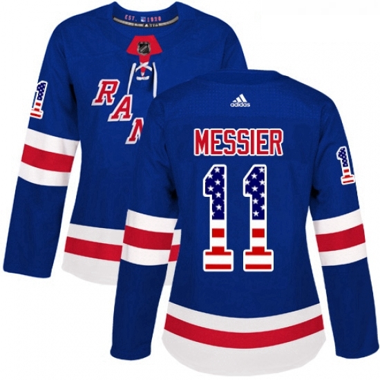 Womens Adidas New York Rangers 11 Mark Messier Authentic Royal Blue USA Flag Fashion NHL Jersey Womens Adidas New York Rangers 11 Mark Messier Authentic Royal Blue USA Flag Fashion NHL Jersey