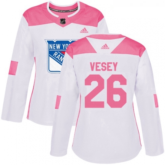 Womens Adidas New York Rangers 26 Jimmy Vesey Authentic WhitePink Fashion NHL Jersey Womens Adidas New York Rangers 26 Jimmy Vesey Authentic WhitePink Fashion NHL Jersey