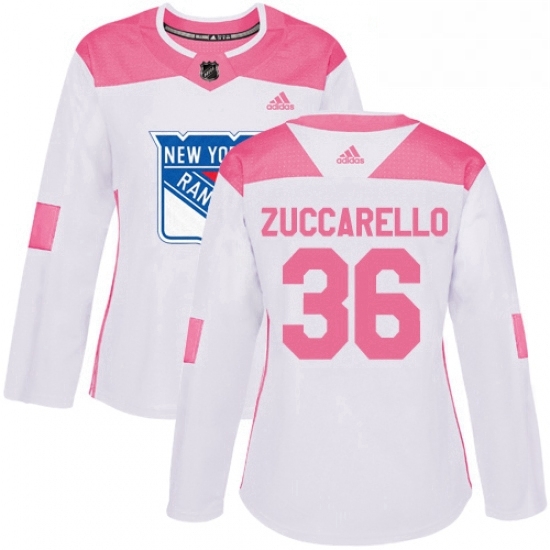 Womens Adidas New York Rangers 36 Mats Zuccarello Authentic WhitePink Fashion NHL Jersey Womens Adidas New York Rangers 36 Mats Zuccarello Authentic WhitePink Fashion NHL Jersey