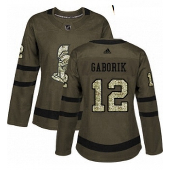 Womens Adidas Ottawa Senators 12 Marian Gaborik Authentic Green Salute to Service NHL Jersey Womens Adidas Ottawa Senators 12 Marian Gaborik Authentic Green Salute to Service NHL Jersey