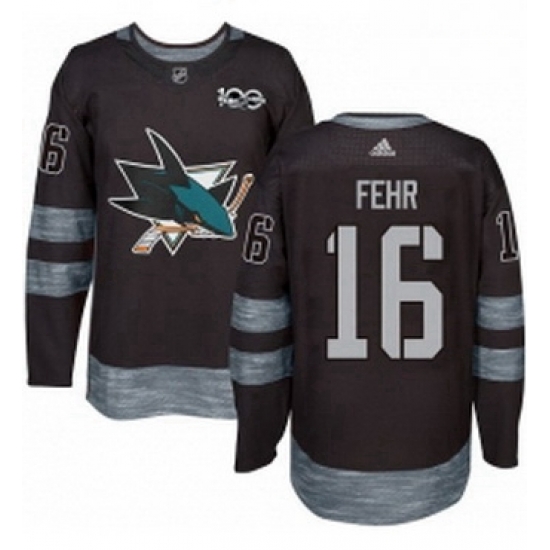 Mens Adidas San Jose Sharks 16 Eric Fehr Authentic Black 1917 2017 100th Anniversary NHL Jerse Mens Adidas San Jose Sharks 16 Eric Fehr Authentic Black 1917 2017 100th Anniversary NHL Jerse