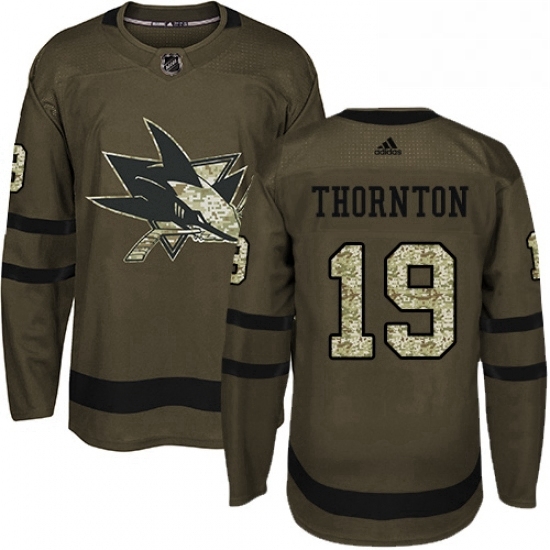 Mens Adidas San Jose Sharks 19 Joe Thornton Premier Green Salute to Service NHL Jersey Mens Adidas San Jose Sharks 19 Joe Thornton Premier Green Salute to Service NHL Jersey