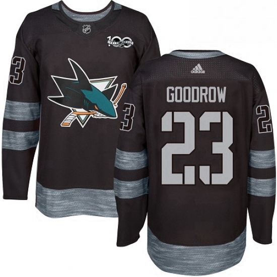 Mens Adidas San Jose Sharks 23 Barclay Goodrow Authentic Black 1917 2017 100th Anniversary NHL Jersey Mens Adidas San Jose Sharks 23 Barclay Goodrow Authentic Black 1917 2017 100th Anniversary NHL Jersey