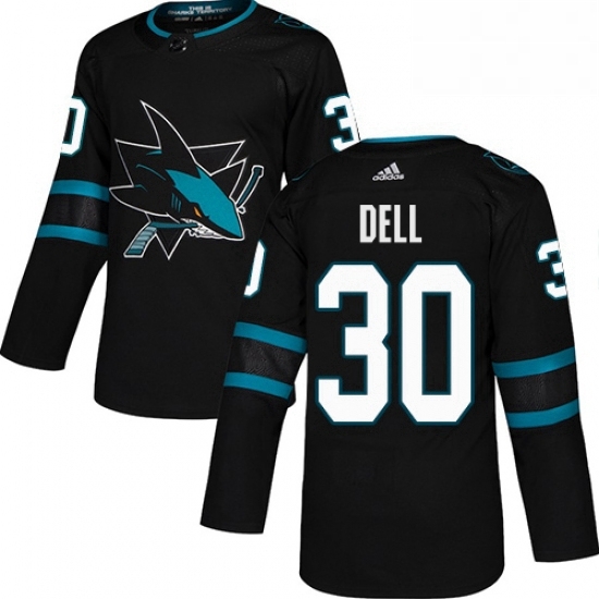 Mens Adidas San Jose Sharks 30 Aaron Dell Premier Black Alternate NHL Jersey Mens Adidas San Jose Sharks 30 Aaron Dell Premier Black Alternate NHL Jersey