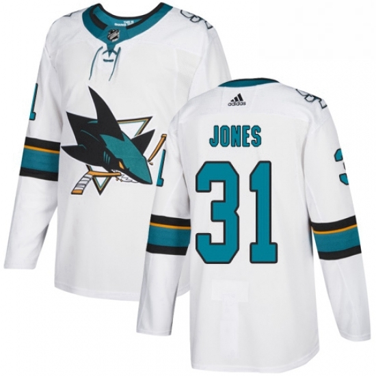 Mens Adidas San Jose Sharks 31 Martin Jones White Road Authentic Stitched NHL Jersey Mens Adidas San Jose Sharks 31 Martin Jones White Road Authentic Stitched NHL Jersey