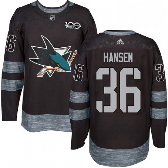 Mens Adidas San Jose Sharks 36 Jannik Hansen Authentic Black 1917 2017 100th Anniversary NHL Jersey Mens Adidas San Jose Sharks 36 Jannik Hansen Authentic Black 1917 2017 100th Anniversary NHL Jersey