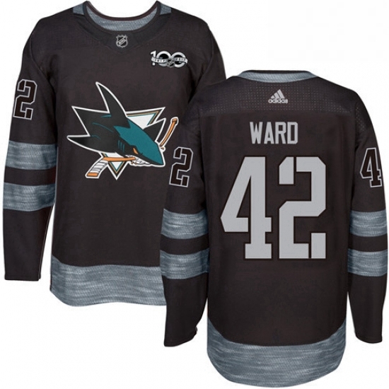 Mens Adidas San Jose Sharks 42 Joel Ward Authentic Black 1917 2017 100th Anniversary NHL Jersey Mens Adidas San Jose Sharks 42 Joel Ward Authentic Black 1917 2017 100th Anniversary NHL Jersey