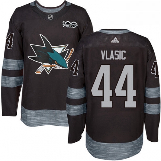 Mens Adidas San Jose Sharks 44 Marc Edouard Vlasic Authentic Black 1917 2017 100th Anniversary NHL Jersey Mens Adidas San Jose Sharks 44 Marc Edouard Vlasic Authentic Black 1917 2017 100th Anniversary NHL Jersey