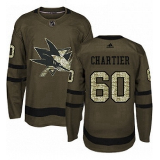 Mens Adidas San Jose Sharks 60 Rourke Chartier Authentic Green Salute to Service NHL Jersey Mens Adidas San Jose Sharks 60 Rourke Chartier Authentic Green Salute to Service NHL Jersey