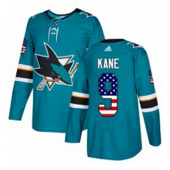 Mens Adidas San Jose Sharks 9 Evander Kane Authentic Teal Green USA Flag Fashion NHL Jerse Mens Adidas San Jose Sharks 9 Evander Kane Authentic Teal Green USA Flag Fashion NHL Jerse