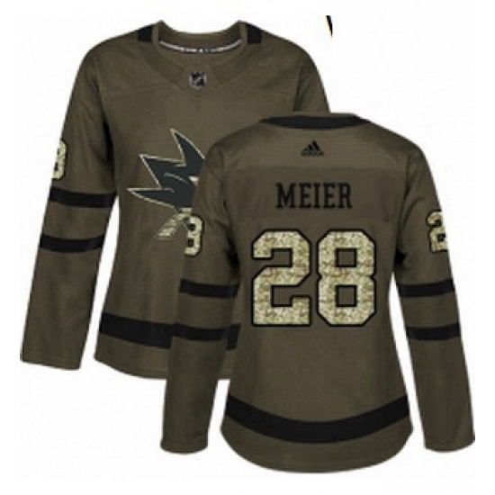 Womens Adidas San Jose Sharks 28 Timo Meier Authentic Green Salute to Service NHL Jersey Womens Adidas San Jose Sharks 28 Timo Meier Authentic Green Salute to Service NHL Jersey