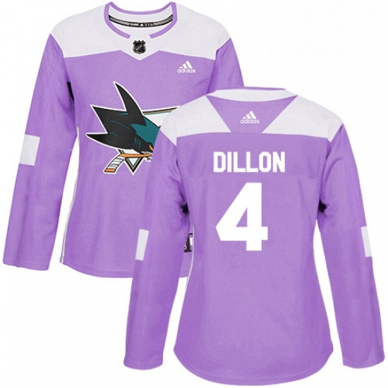 Womens Adidas San Jose Sharks 4 Brenden Dillon Authentic Purple Fights Cancer Practice NHL Jersey Womens Adidas San Jose Sharks 4 Brenden Dillon Authentic Purple Fights Cancer Practice NHL Jersey