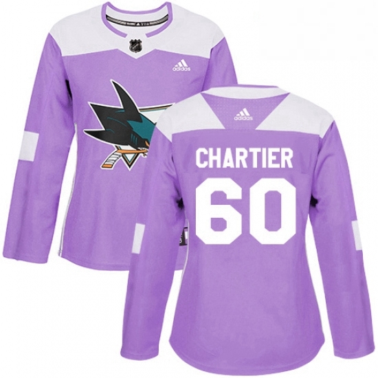 Womens Adidas San Jose Sharks 60 Rourke Chartier Authentic Purple Fights Cancer Practice NHL Jersey Womens Adidas San Jose Sharks 60 Rourke Chartier Authentic Purple Fights Cancer Practice NHL Jersey
