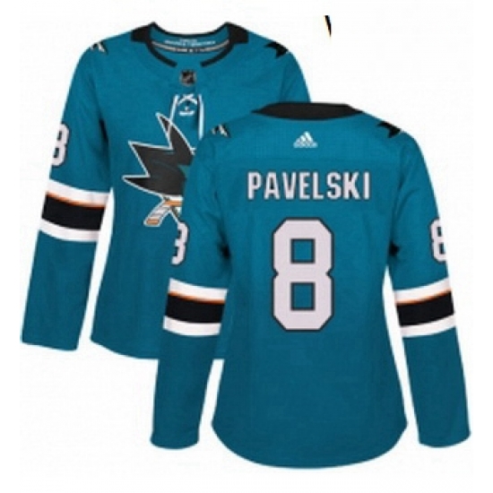 Womens Adidas San Jose Sharks 8 Joe Pavelski Authentic Teal Green Home NHL Jersey Womens Adidas San Jose Sharks 8 Joe Pavelski Authentic Teal Green Home NHL Jersey