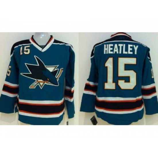 Kids San Jose Sharks 15 Dany Heatley Blue NHL Jerseys Kids San Jose Sharks 15 Dany Heatley Blue NHL Jerseys