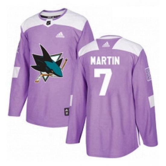 Youth Adidas San Jose Sharks 7 Paul Martin Authentic Purple Fights Cancer Practice NHL Jersey Youth Adidas San Jose Sharks 7 Paul Martin Authentic Purple Fights Cancer Practice NHL Jersey