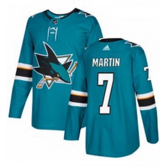 Youth Adidas San Jose Sharks 7 Paul Martin Authentic Teal Green Home NHL Jersey Youth Adidas San Jose Sharks 7 Paul Martin Authentic Teal Green Home NHL Jersey