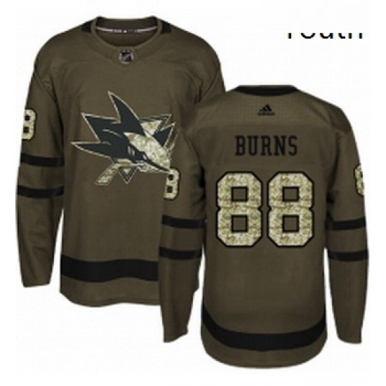 Youth Adidas San Jose Sharks 88 Brent Burns Authentic Green Salute to Service NHL Jersey Youth Adidas San Jose Sharks 88 Brent Burns Authentic Green Salute to Service NHL Jersey