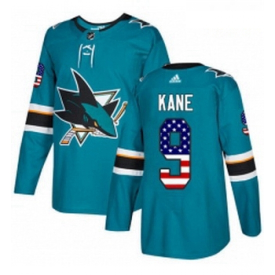 Youth Adidas San Jose Sharks 9 Evander Kane Authentic Teal Green USA Flag Fashion NHL Jerse Youth Adidas San Jose Sharks 9 Evander Kane Authentic Teal Green USA Flag Fashion NHL Jerse