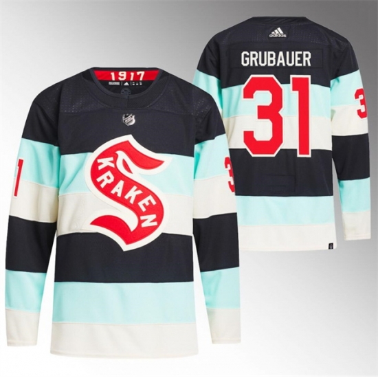 Men Seattle Kraken 31 Philipp Grubauer 2024 Deep Sea Blue Winter Classic Stitched Jersey Men Seattle Kraken 31 Philipp Grubauer 2024 Deep Sea Blue Winter Classic Stitched Jersey