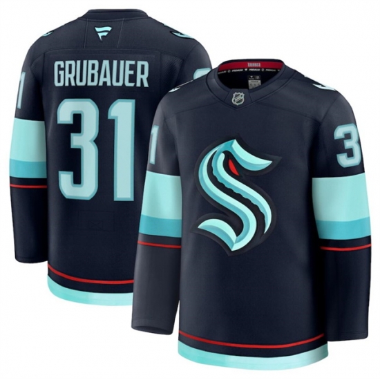 Men Seattle Kraken 31 Philipp Grubauer Navy 2024 25 Home Stitched Hockey Jersey Men Seattle Kraken 31 Philipp Grubauer Navy 2024 25 Home Stitched Hockey Jersey