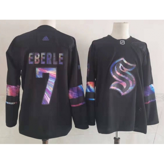 Men Seattle Kraken 7 Jordan Eberle Black Iridescent Holographic Authentic Jersey Men Seattle Kraken 7 Jordan Eberle Black Iridescent Holographic Authentic Jersey