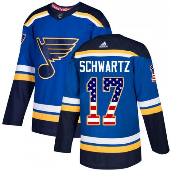Mens Adidas St Louis Blues 17 Jaden Schwartz Authentic Blue USA Flag Fashion NHL Jersey Mens Adidas St Louis Blues 17 Jaden Schwartz Authentic Blue USA Flag Fashion NHL Jersey