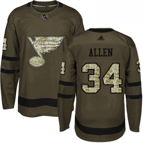 Mens Adidas St Louis Blues 34 Jake Allen Premier Green Salute to Service NHL Jersey Mens Adidas St Louis Blues 34 Jake Allen Premier Green Salute to Service NHL Jersey
