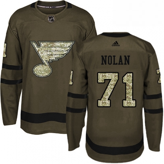 Mens Adidas St Louis Blues 71 Jordan Nolan Authentic Green Salute to Service NHL Jersey Mens Adidas St Louis Blues 71 Jordan Nolan Authentic Green Salute to Service NHL Jersey