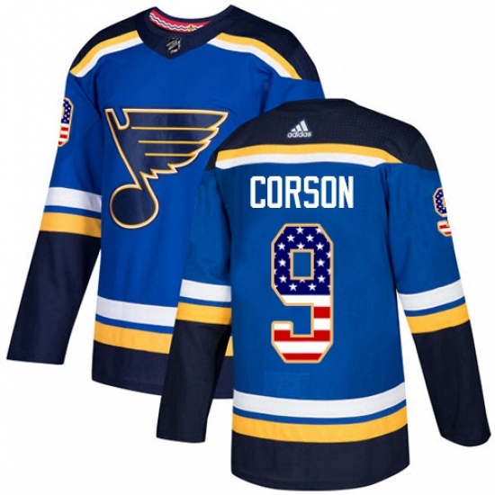 Mens Adidas St Louis Blues 9 Shayne Corson Authentic Blue USA Flag Fashion NHL Jersey Mens Adidas St Louis Blues 9 Shayne Corson Authentic Blue USA Flag Fashion NHL Jersey
