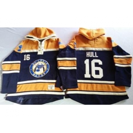 St. Louis Blues 16 Brett Hull Navy Blue Gold Sawyer Hooded Sweatshirt Stitched Jersey St. Louis Blues 16 Brett Hull Navy Blue Gold Sawyer Hooded Sweatshirt Stitched Jersey