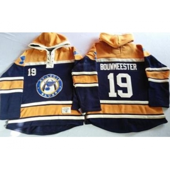 St. Louis Blues 19 Jay Bouwmeester Navy Blue Gold Sawyer Hooded Sweatshirt Stitched Jersey St. Louis Blues 19 Jay Bouwmeester Navy Blue Gold Sawyer Hooded Sweatshirt Stitched Jersey