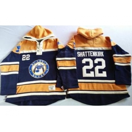 St. Louis Blues 22 Kevin Shattenkirk Navy Blue Gold Sawyer Hooded Sweatshirt Stitched Jersey St. Louis Blues 22 Kevin Shattenkirk Navy Blue Gold Sawyer Hooded Sweatshirt Stitched Jersey