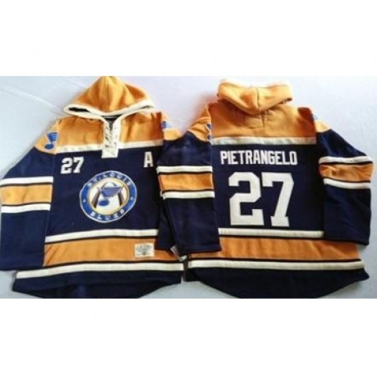 St. Louis Blues 27 Alex Pietrangelo Navy Blue Gold Sawyer Hooded Sweatshirt Stitched Jersey St. Louis Blues 27 Alex Pietrangelo Navy Blue Gold Sawyer Hooded Sweatshirt Stitched Jersey