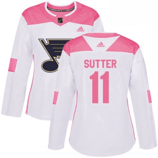 Womens Adidas St Louis Blues 11 Brian Sutter Authentic WhitePink Fashion NHL Jersey Womens Adidas St Louis Blues 11 Brian Sutter Authentic WhitePink Fashion NHL Jersey
