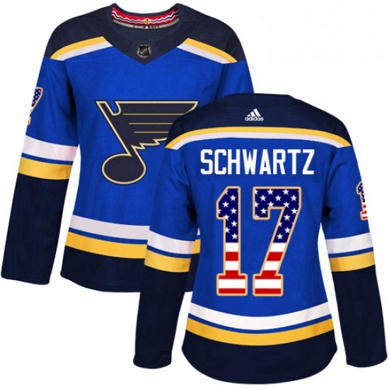 Womens Adidas St Louis Blues 17 Jaden Schwartz Authentic Blue USA Flag Fashion NHL Jersey Womens Adidas St Louis Blues 17 Jaden Schwartz Authentic Blue USA Flag Fashion NHL Jersey