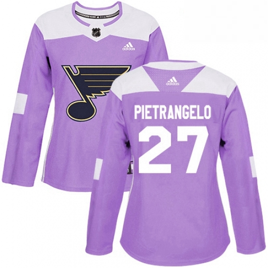 Womens Adidas St Louis Blues 27 Alex Pietrangelo Authentic Purple Fights Cancer Practice NHL Jersey Womens Adidas St Louis Blues 27 Alex Pietrangelo Authentic Purple Fights Cancer Practice NHL Jersey