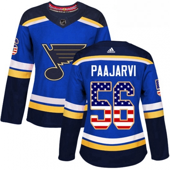 Womens Adidas St Louis Blues 56 Magnus Paajarvi Authentic Blue USA Flag Fashion NHL Jersey Womens Adidas St Louis Blues 56 Magnus Paajarvi Authentic Blue USA Flag Fashion NHL Jersey