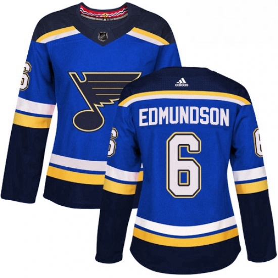 Womens Adidas St Louis Blues 6 Joel Edmundson Authentic Royal Blue Home NHL Jersey Womens Adidas St Louis Blues 6 Joel Edmundson Authentic Royal Blue Home NHL Jersey