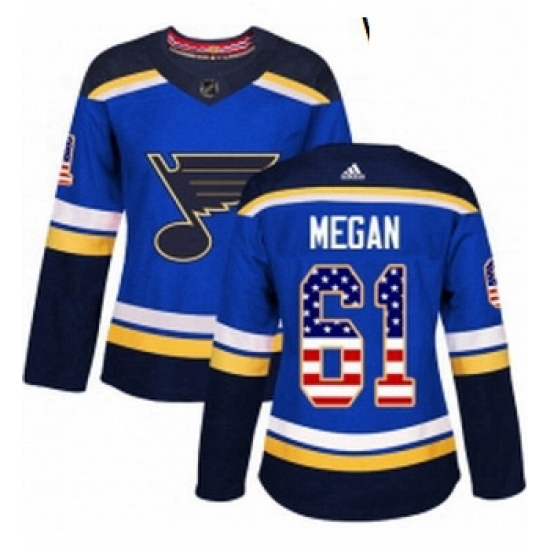 Womens Adidas St Louis Blues 61 Wade Megan Authentic Blue USA Flag Fashion NHL Jersey Womens Adidas St Louis Blues 61 Wade Megan Authentic Blue USA Flag Fashion NHL Jersey