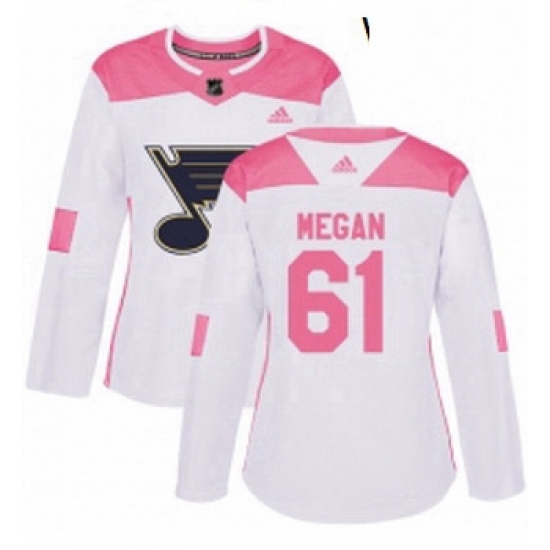 Womens Adidas St Louis Blues 61 Wade Megan Authentic WhitePink Fashion NHL Jersey Womens Adidas St Louis Blues 61 Wade Megan Authentic WhitePink Fashion NHL Jersey